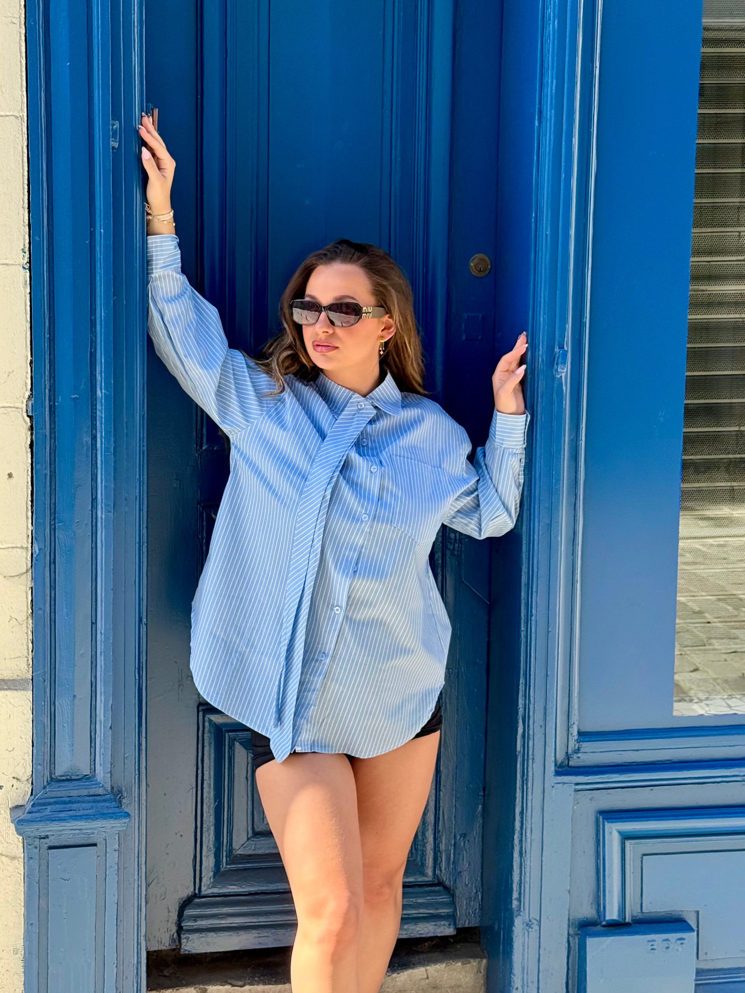 Chemise à cravate - bleu